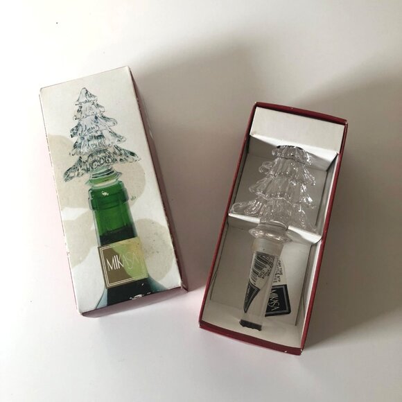 Mikasa Holiday Time Austria Lead Crystal Christmas Tree Bottle Stopper - Picture 1 of 7